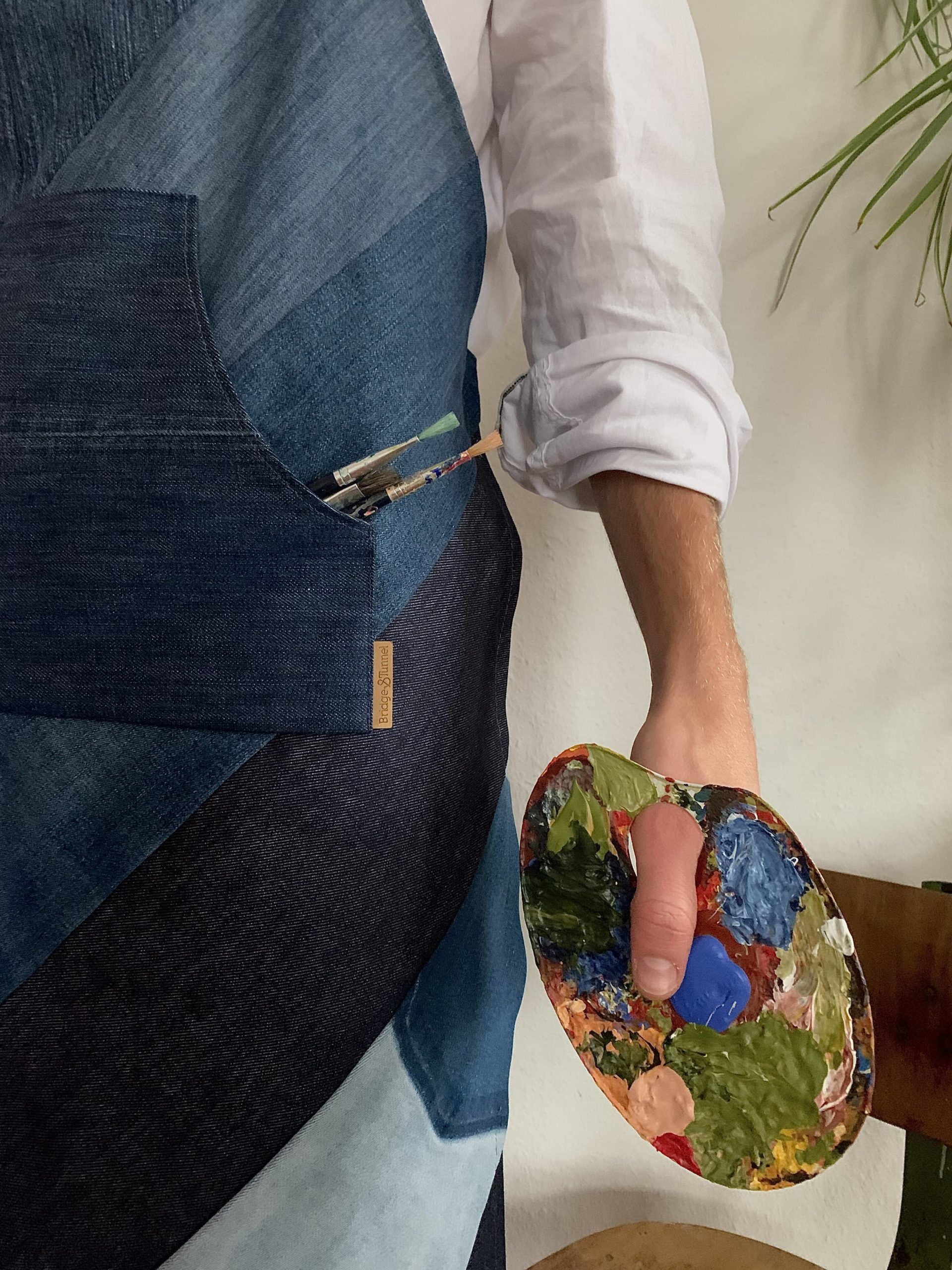 Schürze lang mit Latz