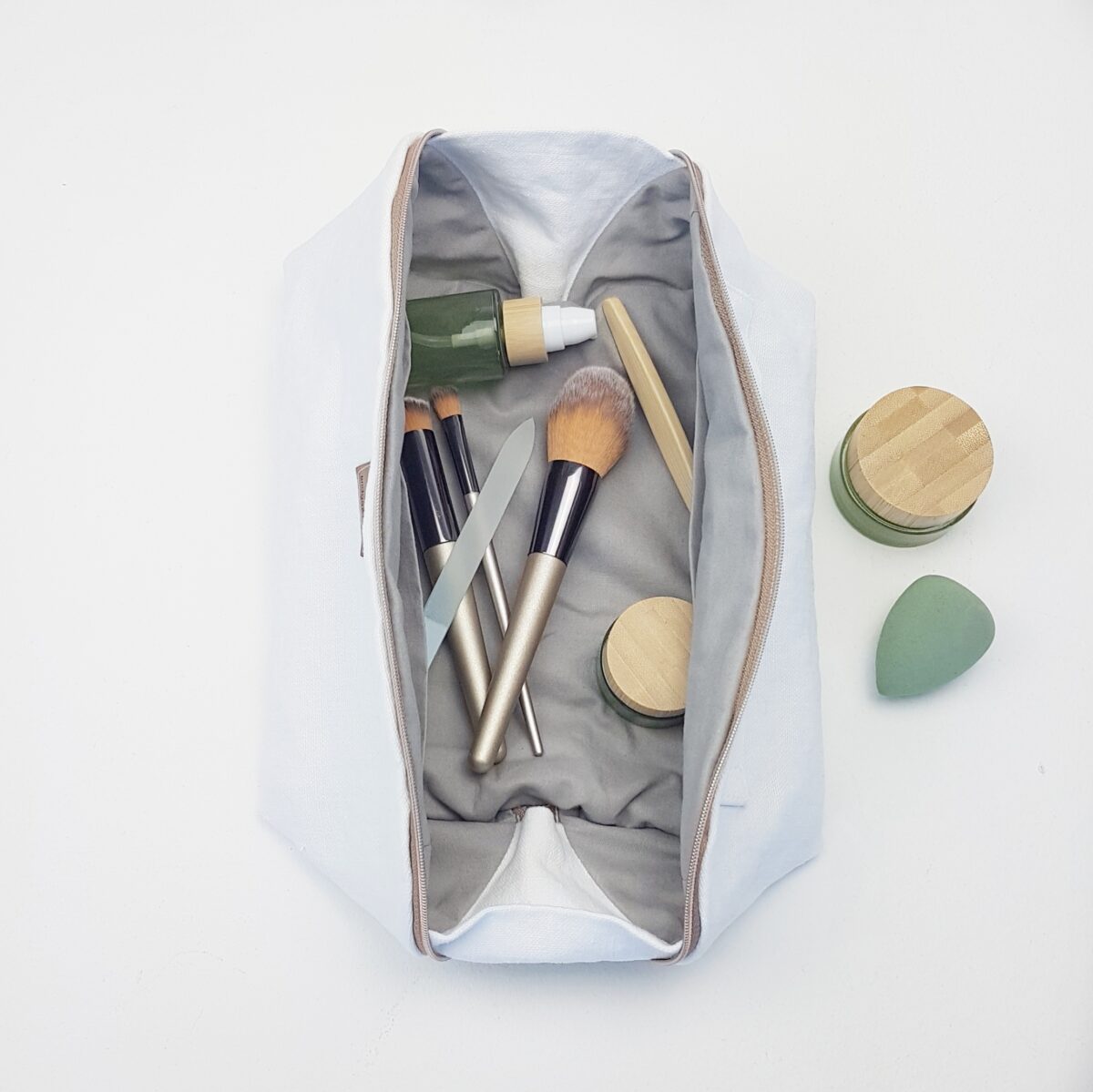 Kosmetiktasche Leinen snow Unikat